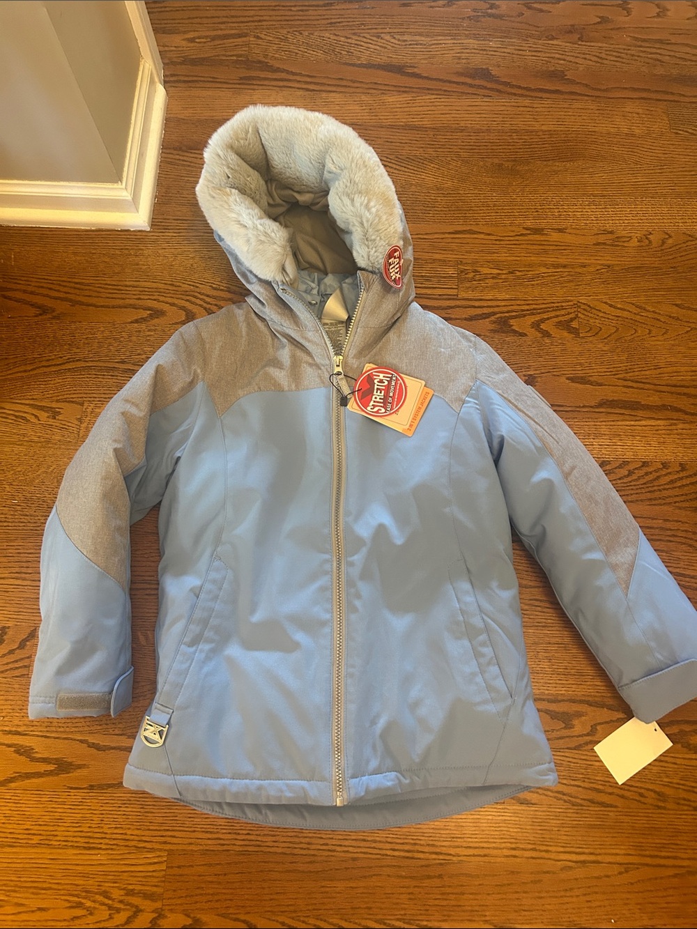 ZeroXposur Girls Light Blue and Gray Hooded Winter Coat